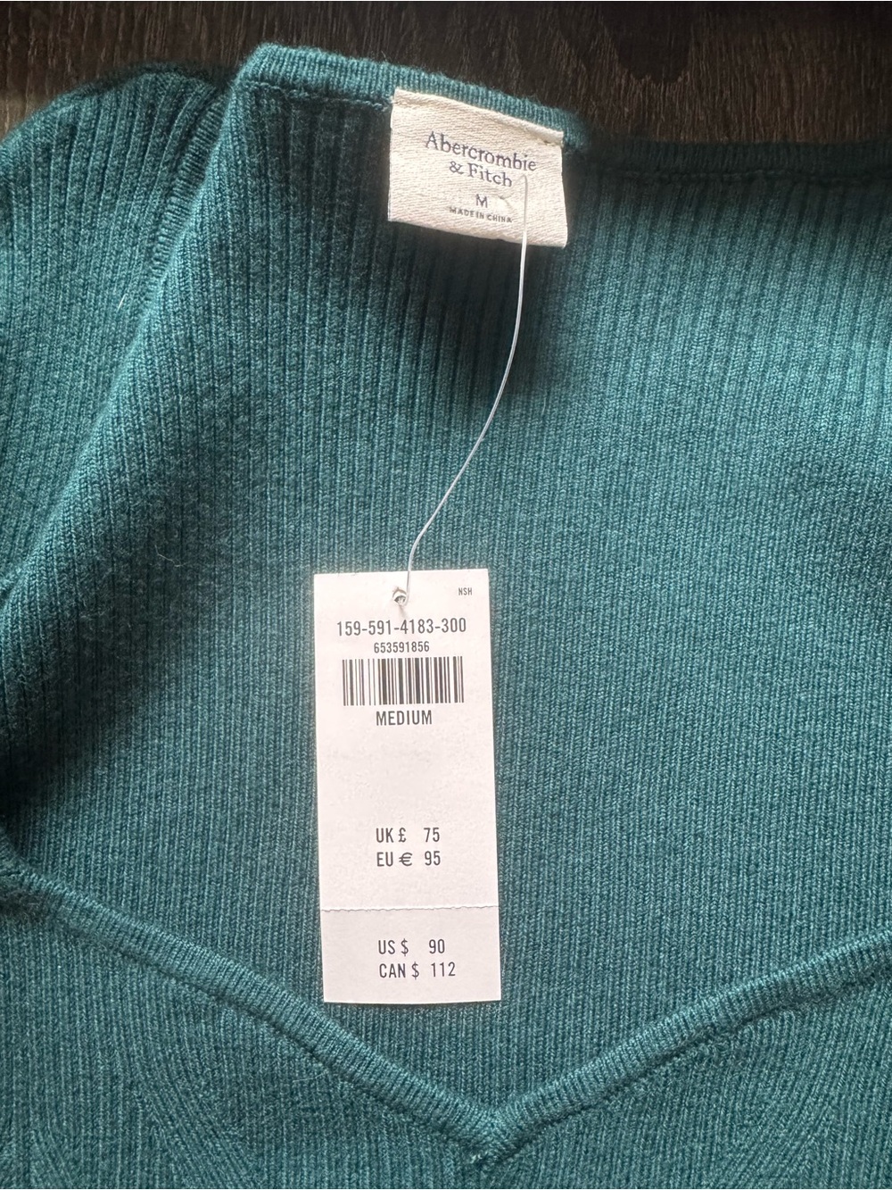 Women's Long-Sleeve Square Neck Ribbed Knit Dress in Green - Picture 4 of 4